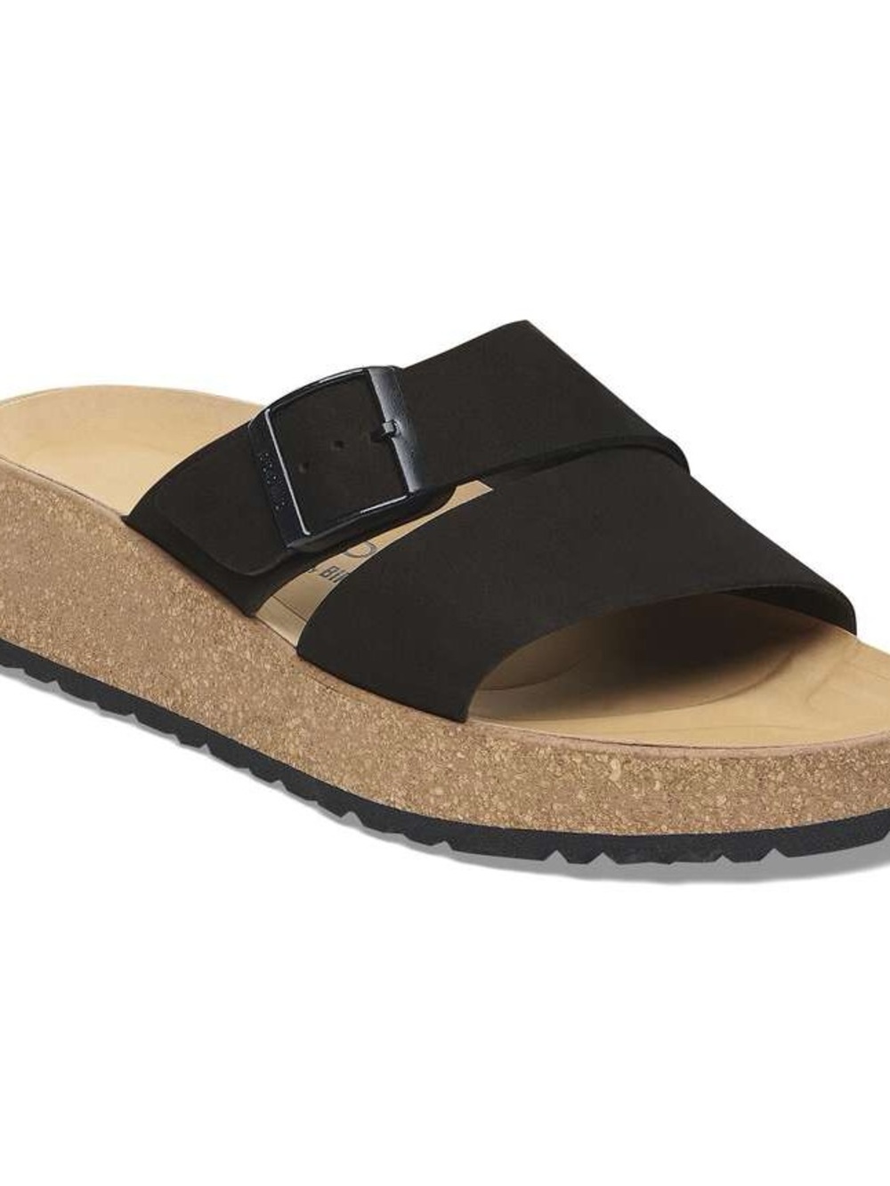 Birkenstock Black Two-Band Cork Footbed Slide